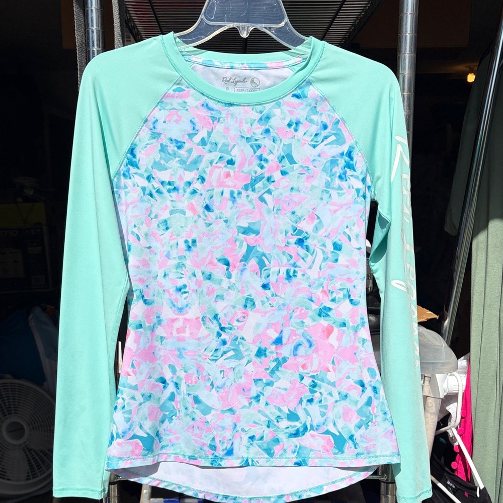 Reel Legends Colorful Long Sleeve Rash Guard Sz Small